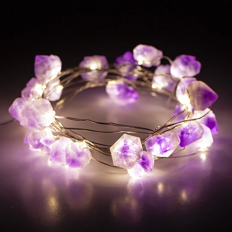 Party Indoor Wedding Battery Operated Amethyst Crystal Outdoor Party String Lights