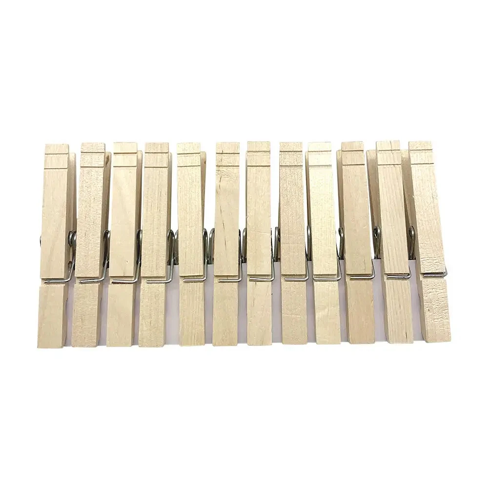 8.4cm 24pcs Strong Birch Wood Clothes Pegs Natural Clothes Drying  Photo Pegs  Wooden Clothes Pegs Hardwood Clothespins