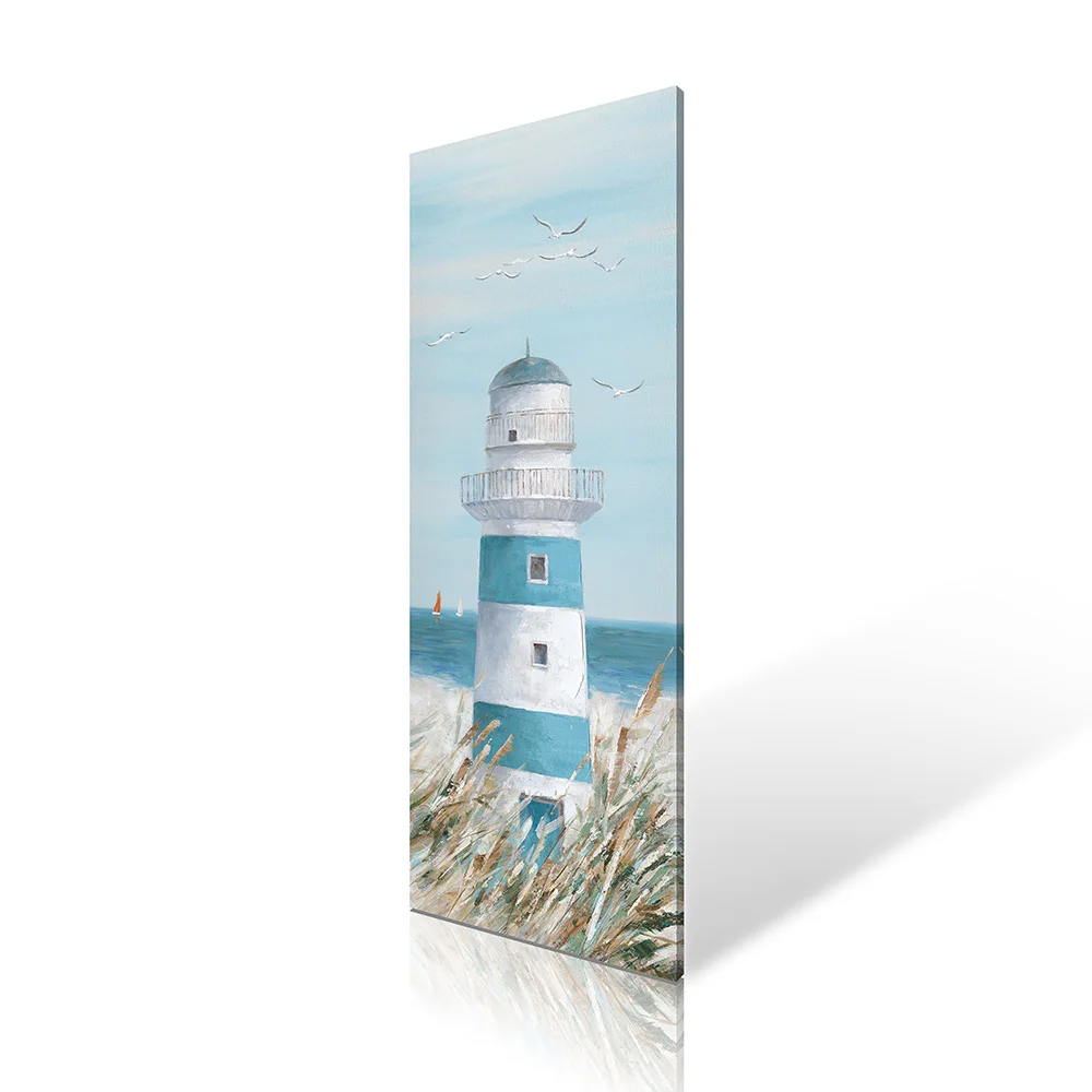 Factory Outlet Canvas Printing Wholesale Portrait Hand Painted Character Wall Art Landscape Seascape Lighthouse Oil Painting