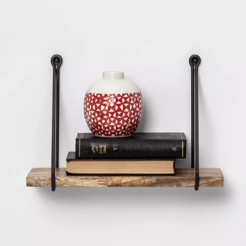 Professional Manufacture Cheap Wall Floating Shelf Decor, Wooden Wall Stand Shelf With String