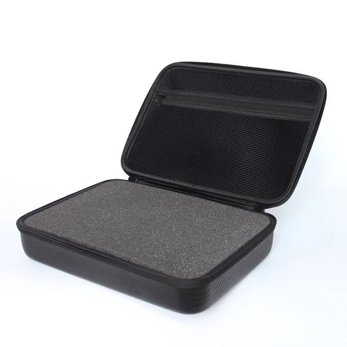 Custom Protective Carrying Hard Shell Waterproof Case for Tools Kits, Carbon Fiber PU Zipper Tool EVA Storage Case