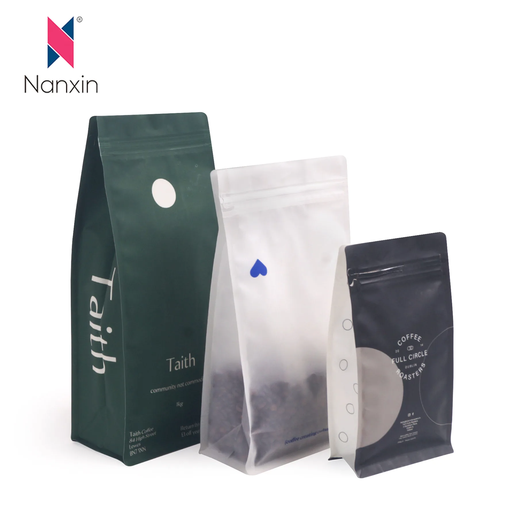 Перерабатываемый одиночный материал пластиковый полиэтиленовый пакет для упаковки кофейных зерен кофейный мешок с клапаном и молнией