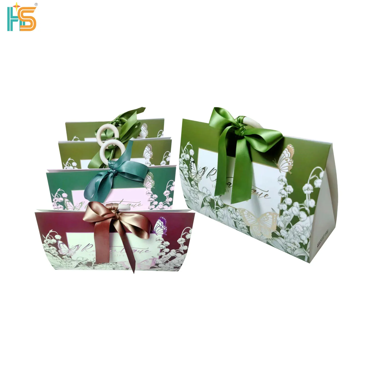 Custom Logo  Portable Folding Party Favor Chocolate Wedding Candy Gift Box Small Triangle Tin Paper Box Packaging