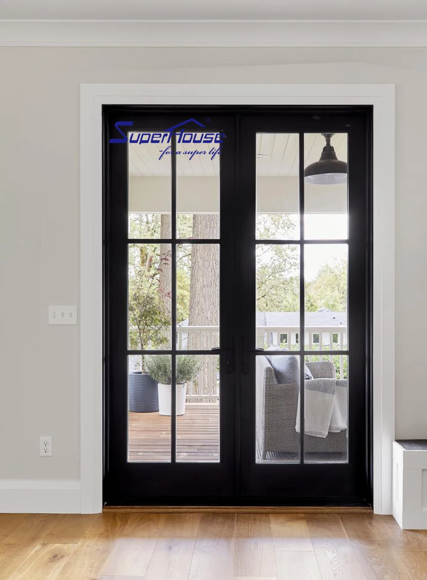 NFRC Mainly Export to American Aluminum Exterior Double Glass French Entry Door Swing Casement