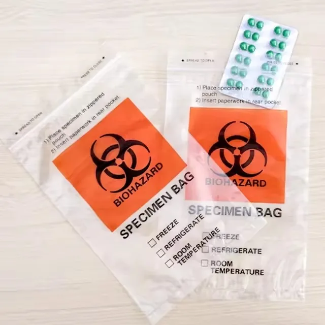 GRS certified recycled material TC warning transparent printing RPE plastic PCR sealed pill ziplock self-sealing bag