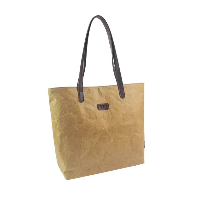 Custom Blank Large Waterproof Dupont Brown Paper Shopping Reusable Tyvek Tote Bag With Logo