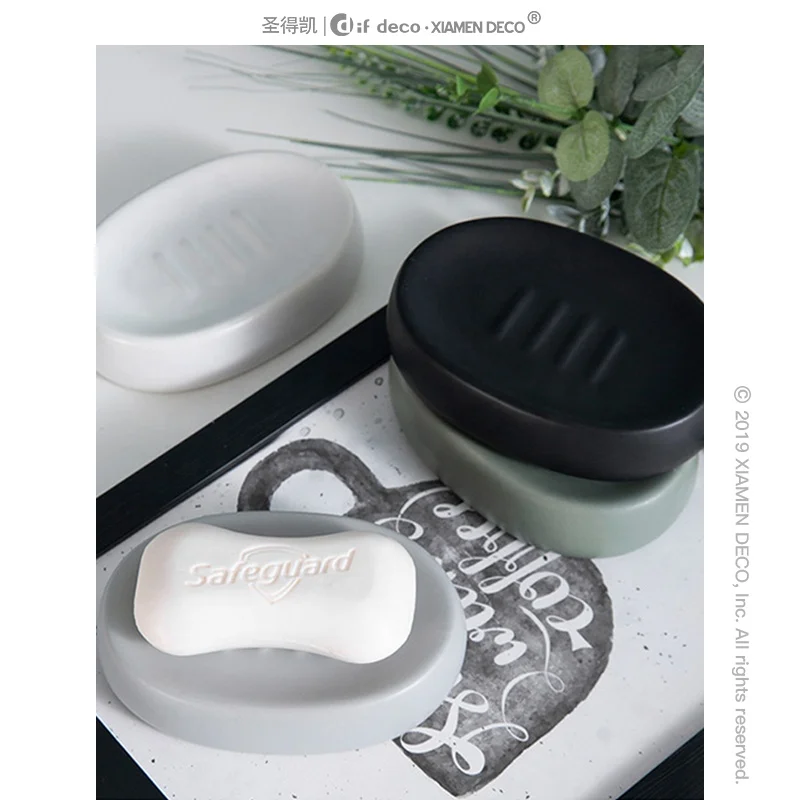 Ceramic Matte Tray Bar Holder Box for Shower Kitchen Container Box Bathroom Oval Soap dish