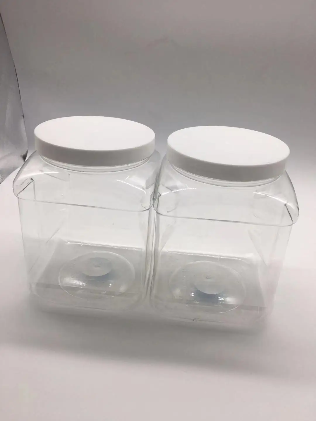 Half Gallon Large Clear Empty Plastic Storage Jars With Lids Square Food Grade Wide Mouth Container With Easy Grip Handles