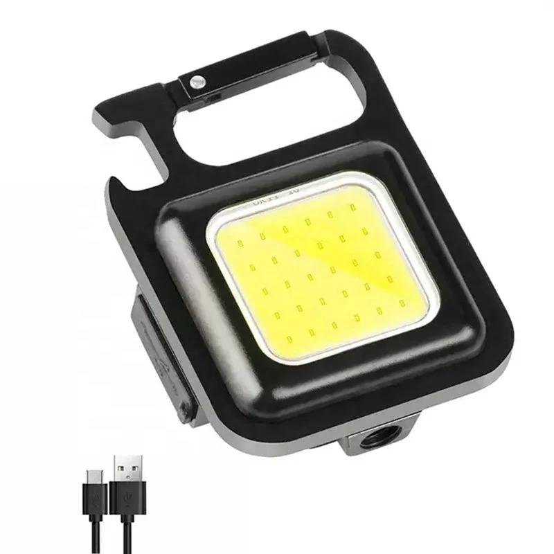 W002 Cheap Camping Keychain Torch Light Small Pocket Portable COB LED Mini Magnetic Rechargeable Flashlight with bottle opener