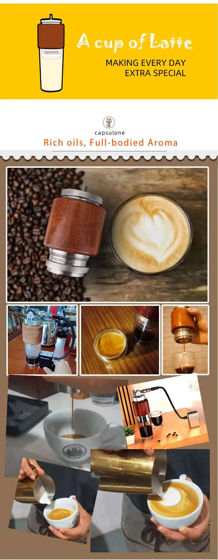 Quick Hot Espresso Machine with Air pump Portable Air compressor for High Pressure Extraction Espresso Maker