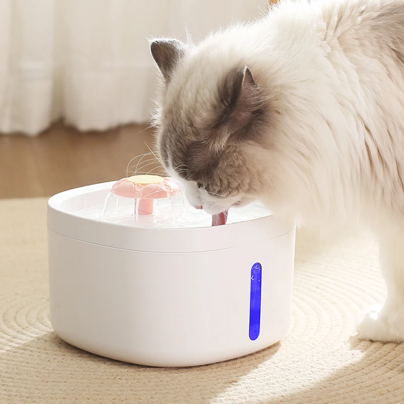87oz/2.6L Ultra Quiet Cat Drinking Fountain with Filter Automatic Pet Water Fountain Cat Water Fountain with LED Light