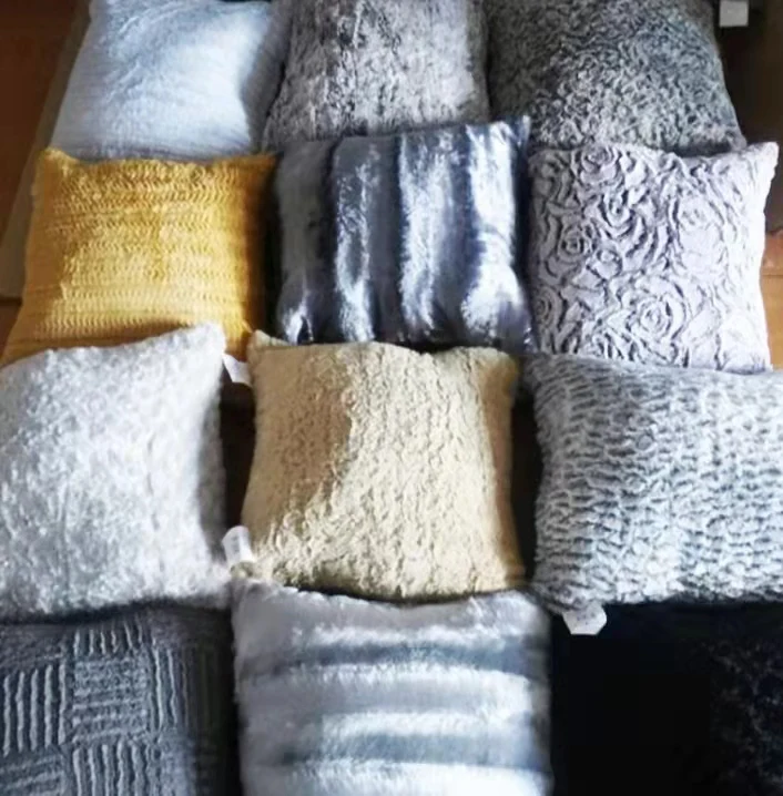 Stock Mixed Solid Color Sofa Bedroom Pillow Cover Plush Velvet Office Home Pillow Case Cushion cover