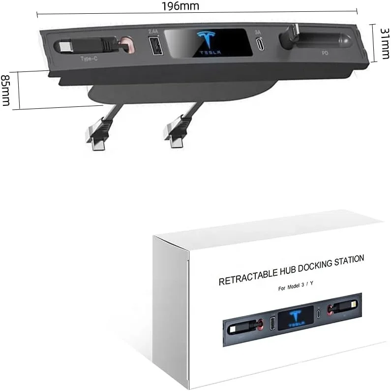 Factory Wholesale Best Car Accessories Of Center Console Smart Sensor Tesla Model 3 Y Usb Hub