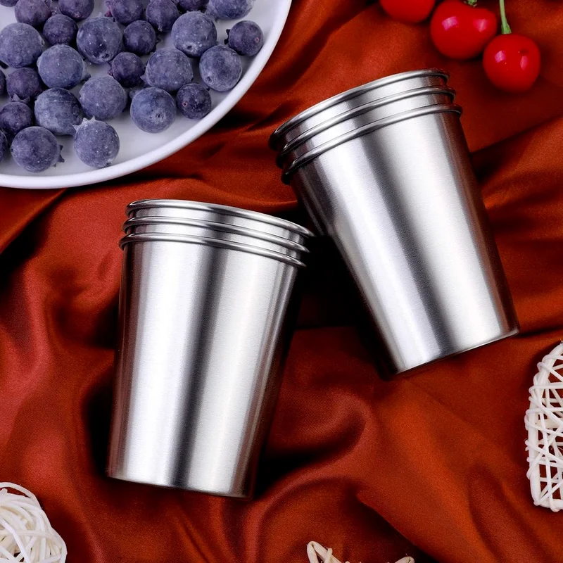 
Stainless Steel Cups dishwasher safe Shatterproof Pint Cup Tumblers Lightweight Metal Drinking Glasses (20,16,12,10, 8, oz) 