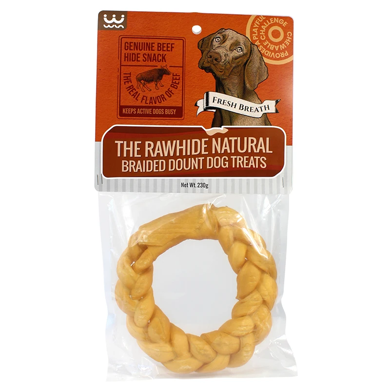 Rawhide Natural Dog Bone Donut Wrapped by Beef Best Beef Jerky Cat Dog Food Treats 100% Pet Food Snacks Company