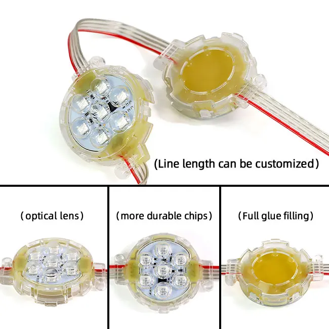 Amusement Ip65 50Mm Addressable Smd5050 Pixel Waterproof Rgb Module 24V Led Point Lights