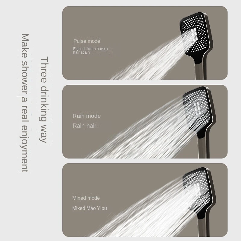 DQOK Fashion Piano Button Shower Faucet Brass 4 Function Gun Metal Grey Bathroom Thermostatic Shower Set