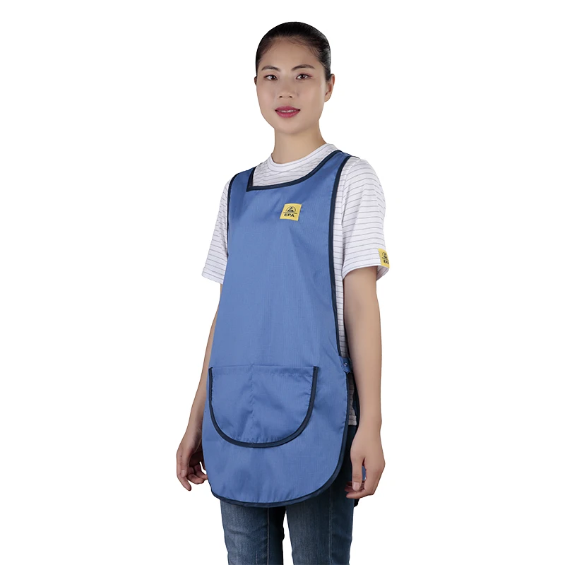 Fashion Comfortable Breathable ESD Tabard Blue Vest Antistatic Waistcoat Clothes Manufacturer Supplying