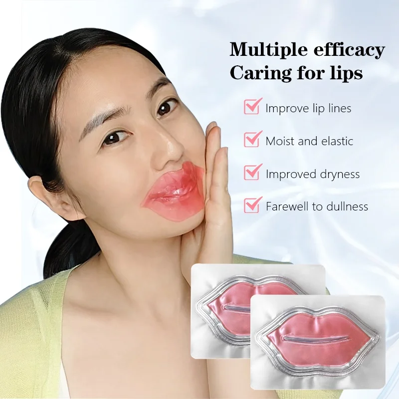 Lip Jelly Mask Crystal Rose Pink Hydrating Lip Sleeping Mask Exfoliating Brightening Gel Sheet Lip Mask