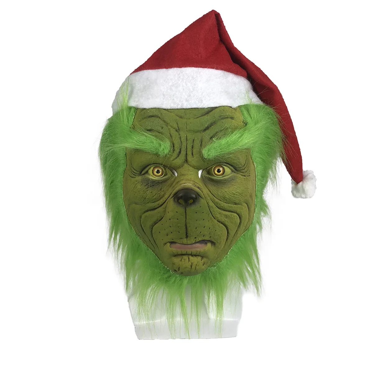 NEW Hot Selling Cheap Party Plastic Manufacturer Funny Halloween Face Mask Latex The Green Haired Grinch