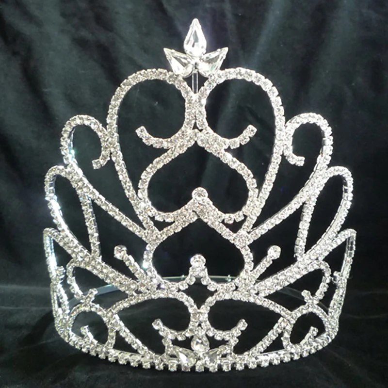 Wholesale Custom Crown Clear Rhinestone Pageant Crowns Crystal adjust Contour Band Tiara