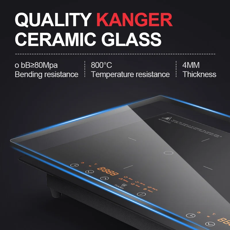 Europe standard kitchen appliance 3500W built-in 2 burners double induction cooktop with CE