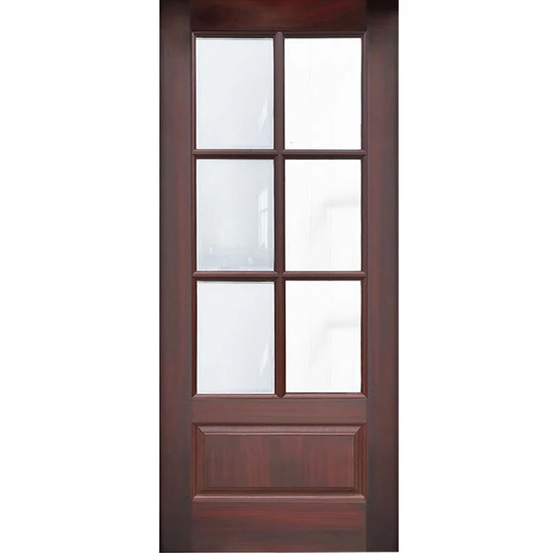 Chinese Factory Customized Luxury Security Fiberglass Door American Glass Panel Designed Exterior Door for Apartment