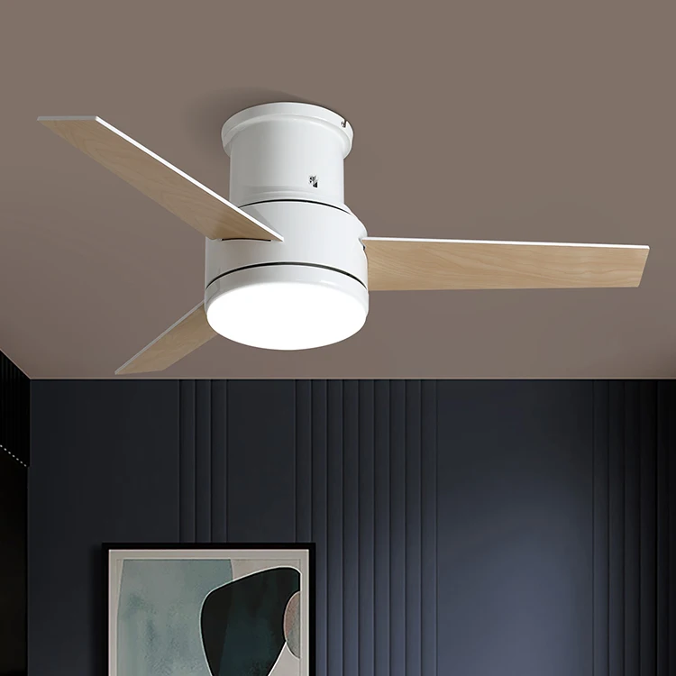 20w Plywood Blade Three Speed Adjustable White AC Motor Led Ceiling Fan With Light