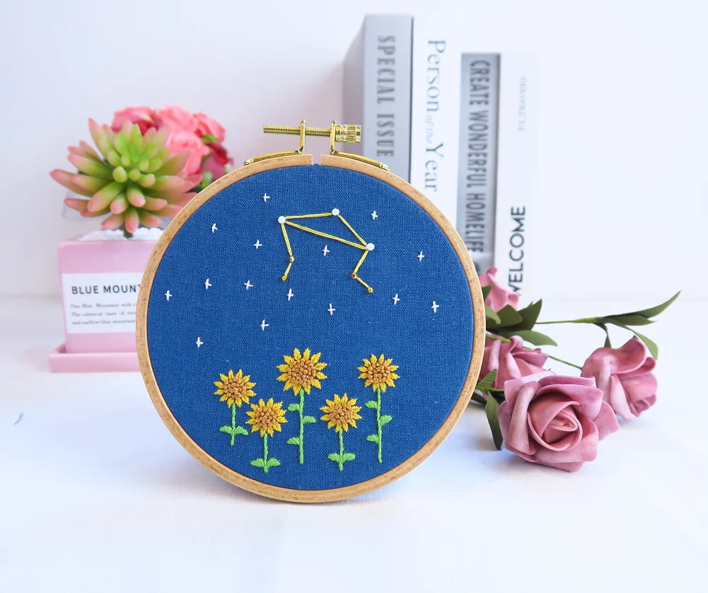 
Diy Embroidery Starter Kit Floral Pattern Stamped Fabric For Adults Beginners Cross Stitch Kits 