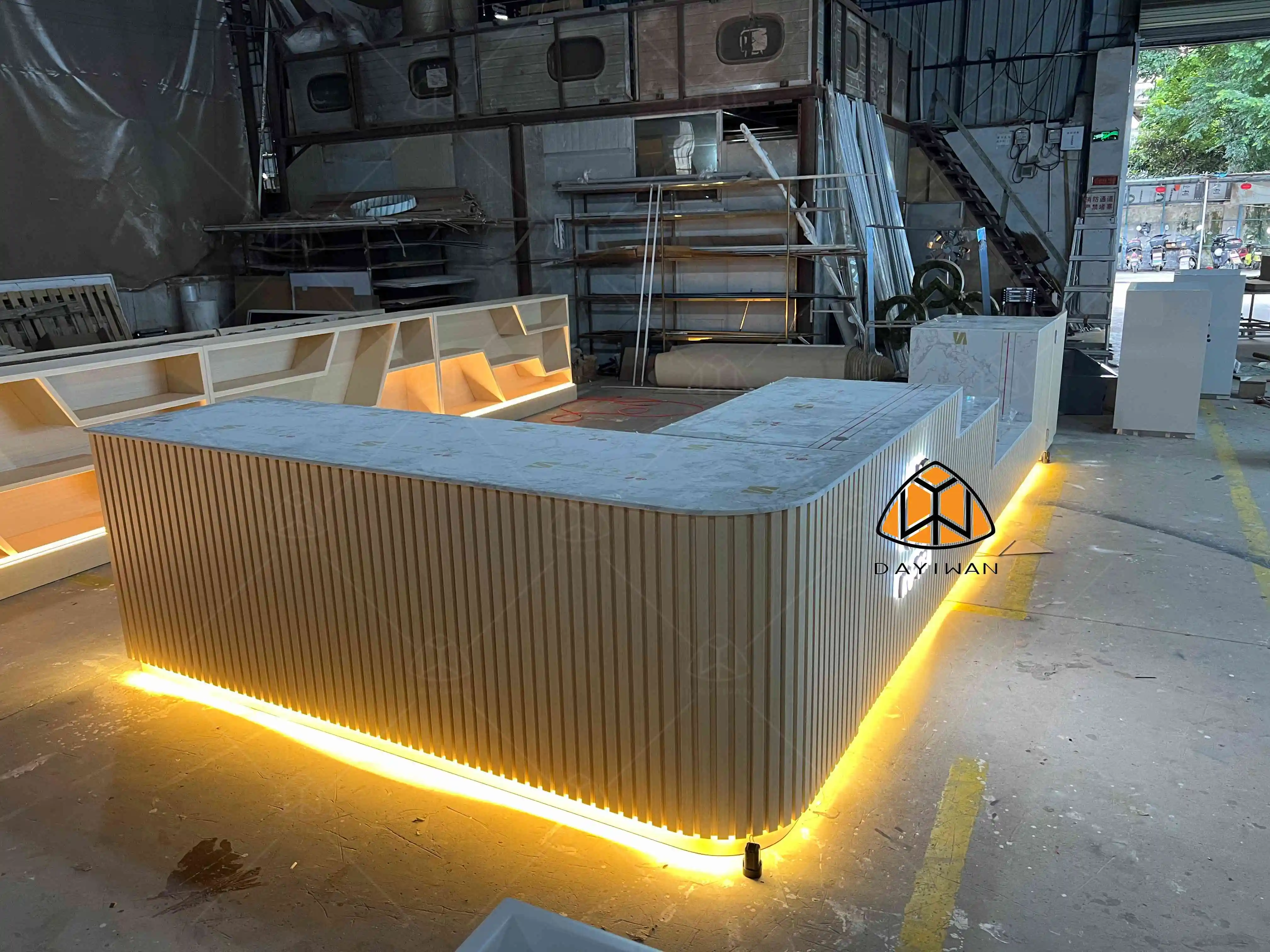 Retro Coffee Shop Counter Design Commercial Cafe Counter Modern Hotel Coffee Furniture Bar Counter For Sale