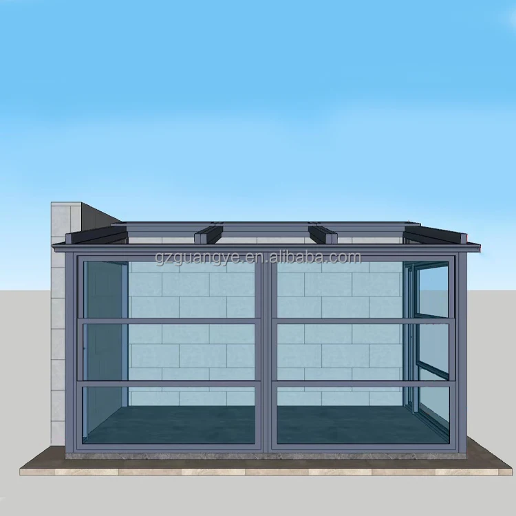Patio Fireplace Sunroom Enclosure Aluminium Backyard Glass House Veranda With Glass Partitions Window