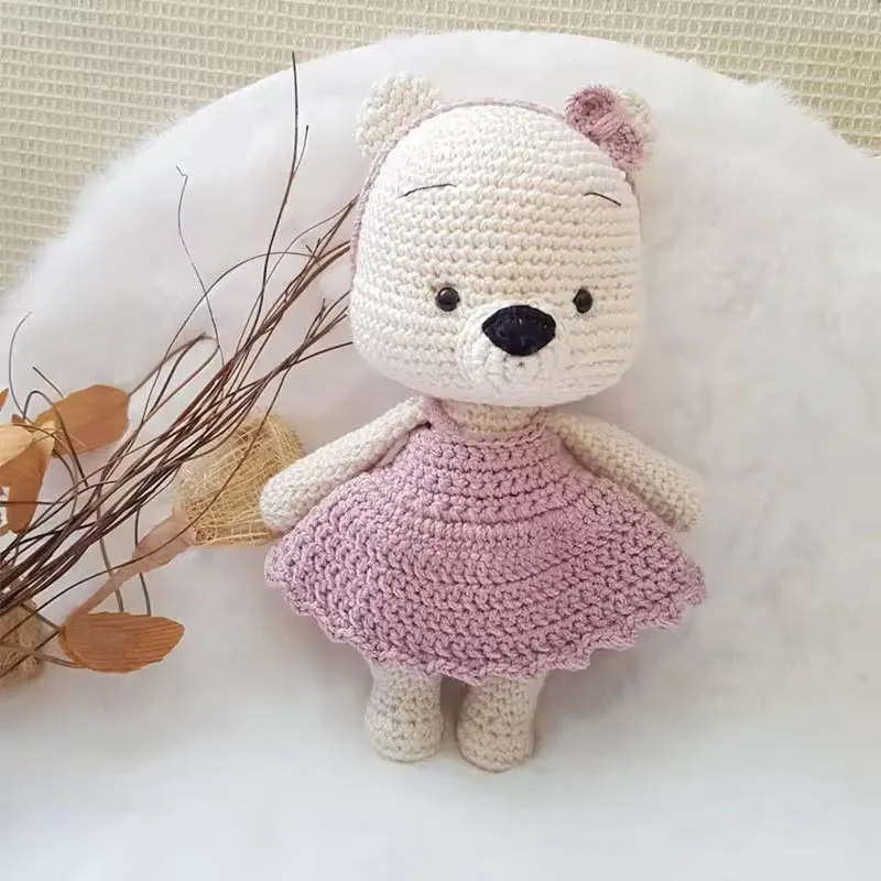 Customize Handmade Amigurumi Teddy dolls Knitted Crochet Teddy Bear Soft Baby Sleeping Doll Stuffed Animal Plush Toy