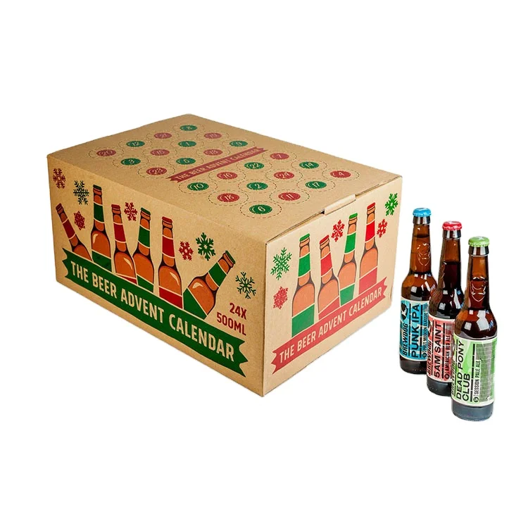 Eco-friendly custom beer advent calendar cardboard box christmas advent calendar packaging box