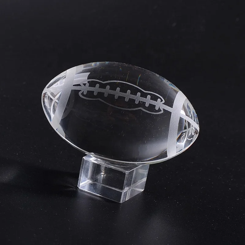 clear crystal football with stand for game award souvenir gifts