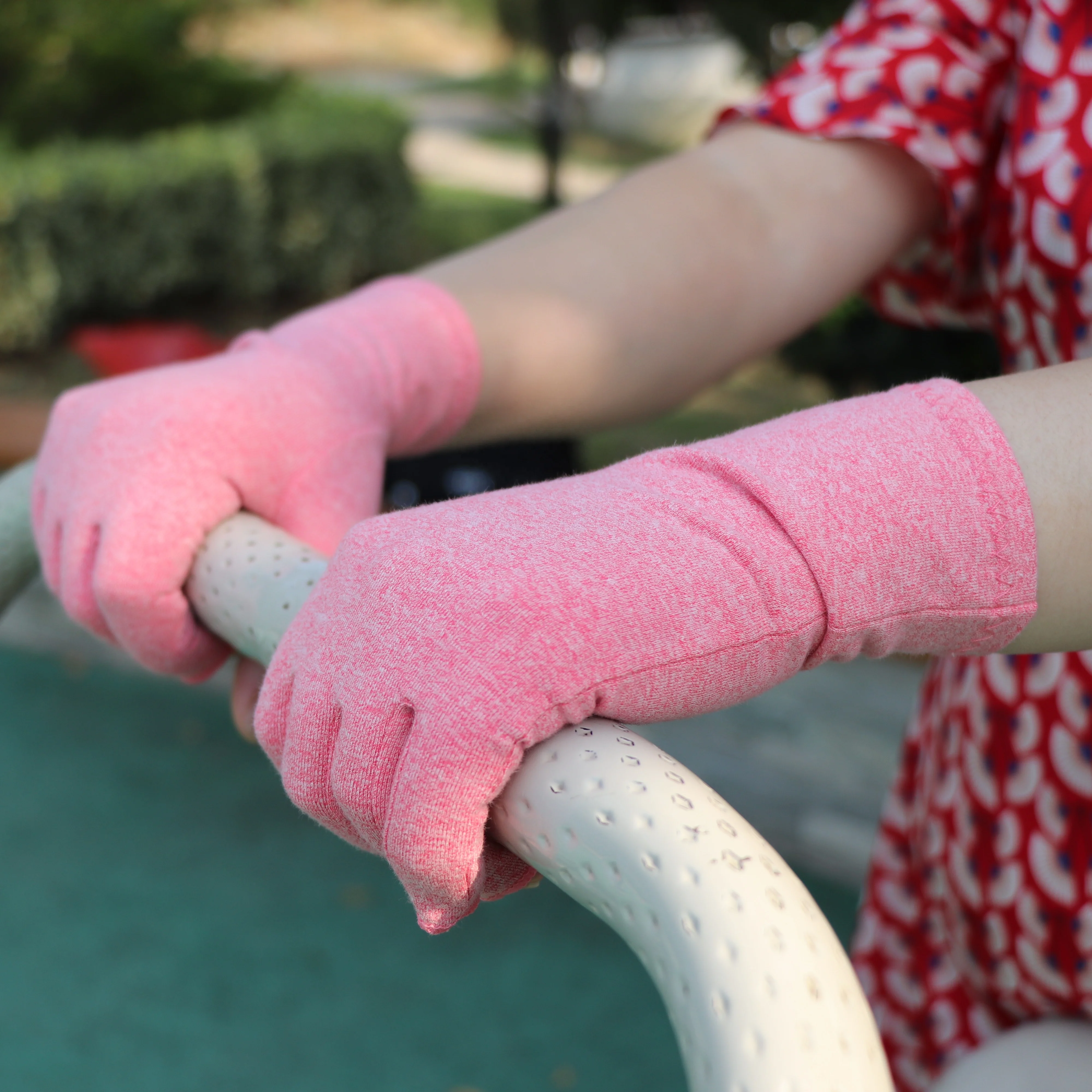 Pink Half Finger Compression Pain Relief Arthritis Glove