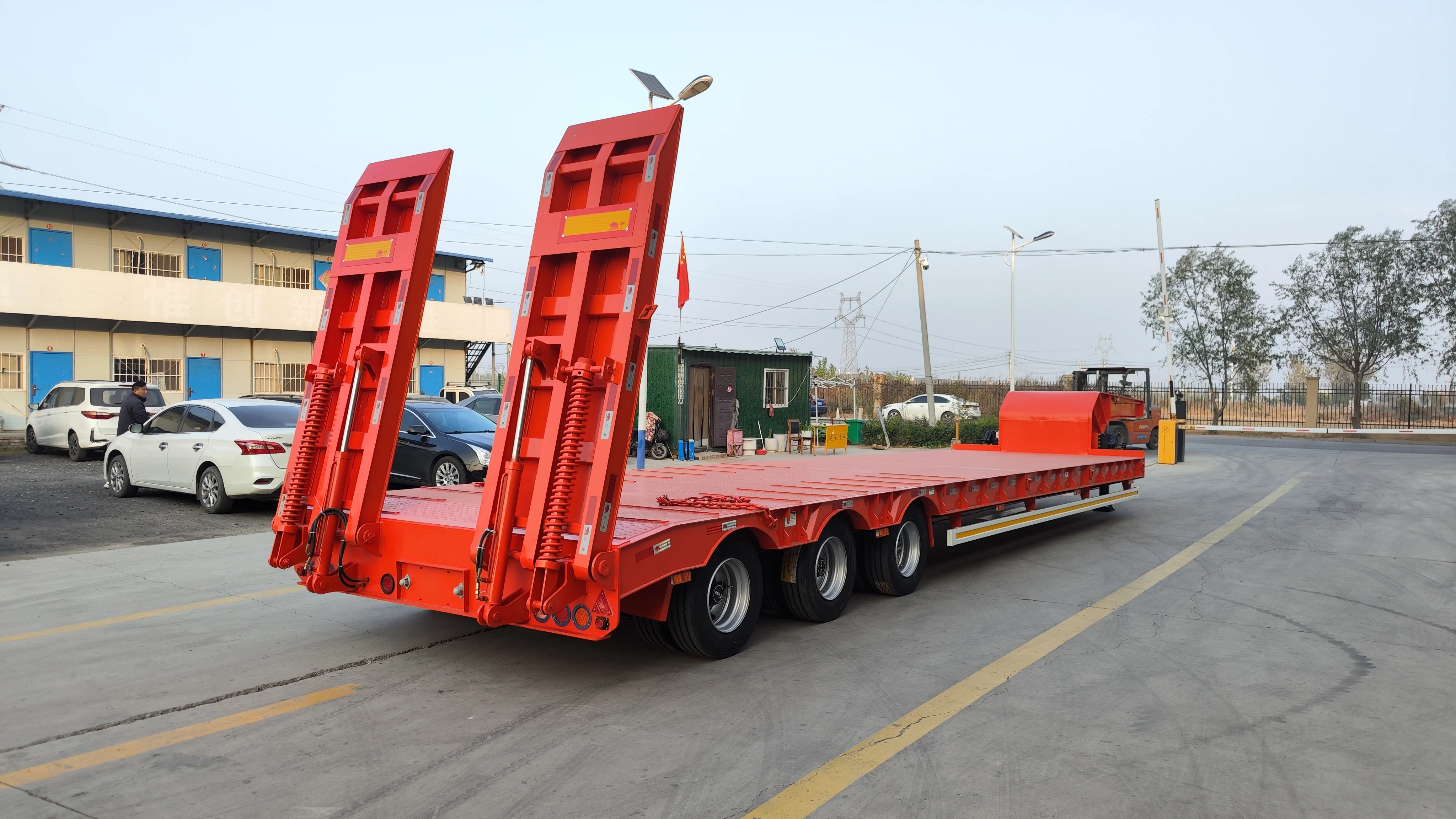 12m 3 axle 50 Ton Lowbed Trailer High Quality Lowbed Truck Trailers Drop Deck Extendable Lowboy Trailer for Sale