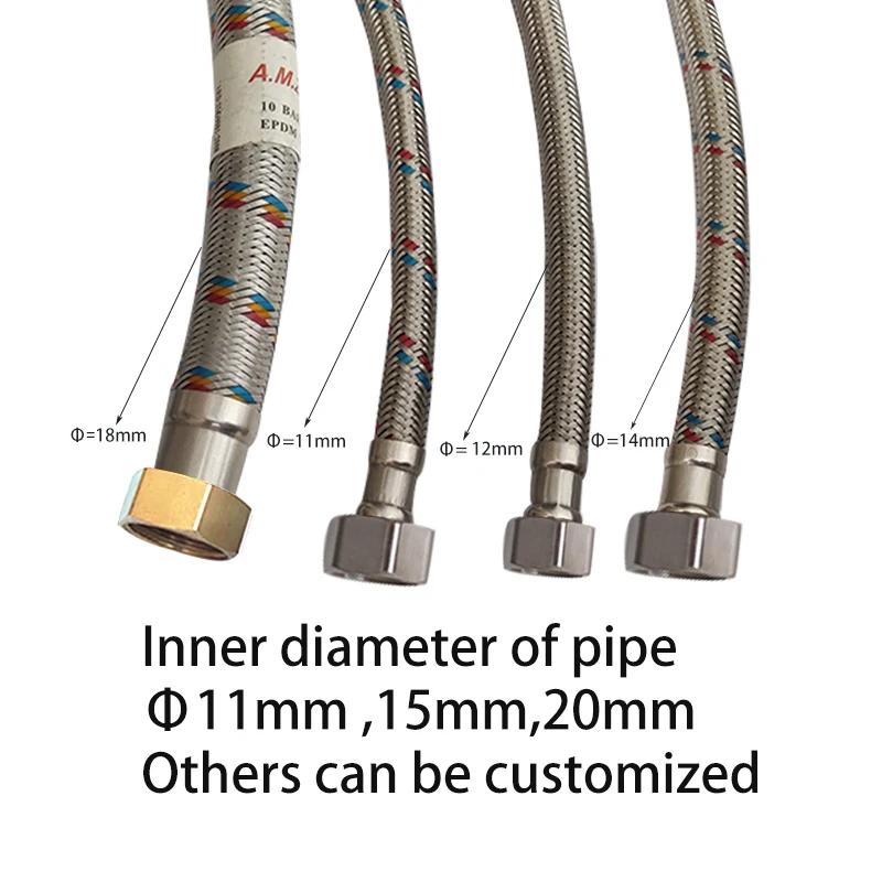 Stainless Steel Flexible Water Hose Pipe Portable Toilet Pex Braid Metallic Metal Hose Flex Ss Ptfe Braided Hose