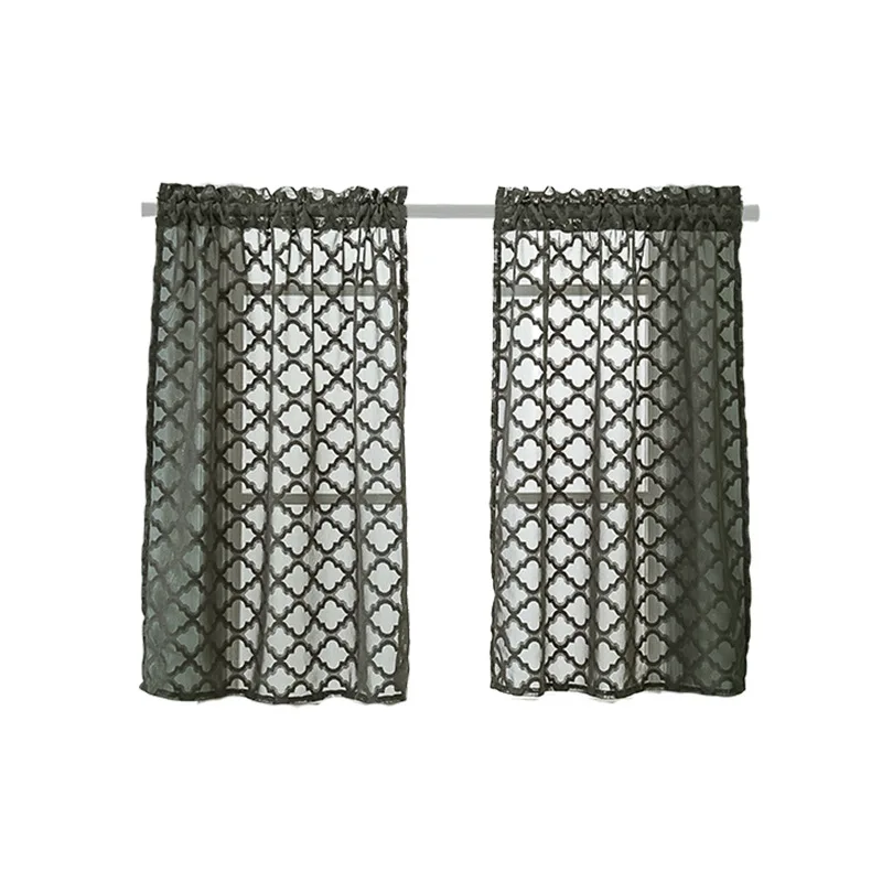 
Europe Polyester Tulle Floral Transfer Paper Printed Spanish Curtains Set Attached Valance 