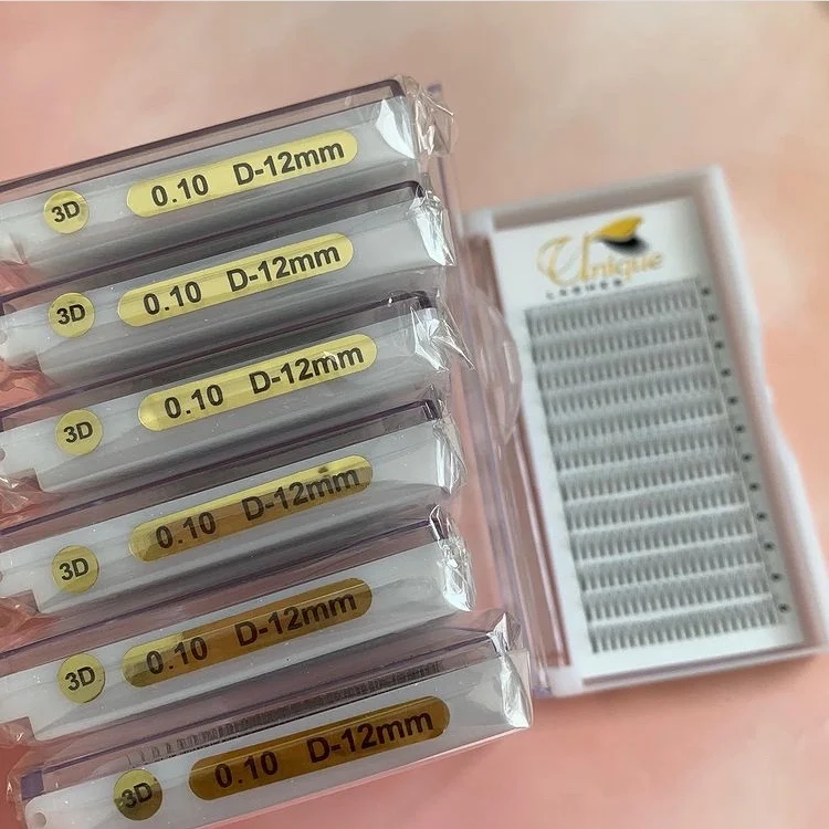 Soft Black lash 3d short stem pre made fans eyelash vendor customized boxes promade lashes