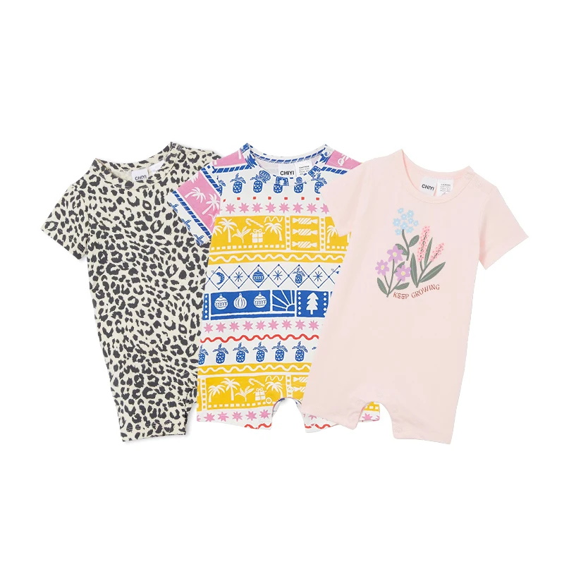 Kids Modest Polyester Print Swimwear Beachwear One Piece Swimming Wear Short Sleeves Warm Tropical Swimsuit Aesthetic For Girls