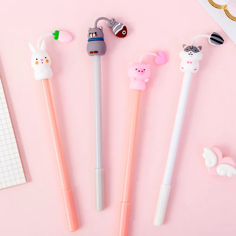 Cute Cartoon Gel Pen Office Signature Pen 0.5mm Black Gel Ink Pens Kawaii Pink School Supplies Student Stationery