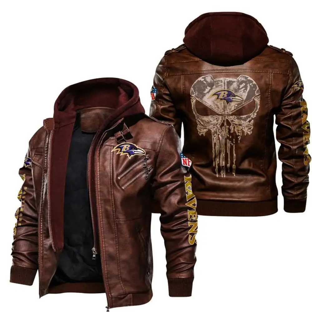 Wholesale Trademark Soccer American Football Teams Detachable Pullover Design PU Trendy Plus Size Leather Coat Men