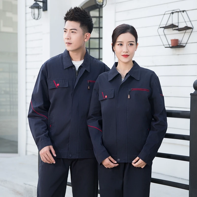 Factory Customized 100% Cotton Pure Color Construction Repairman Uniform Suit Multi Pockets Factory Work Wears Clothes Set