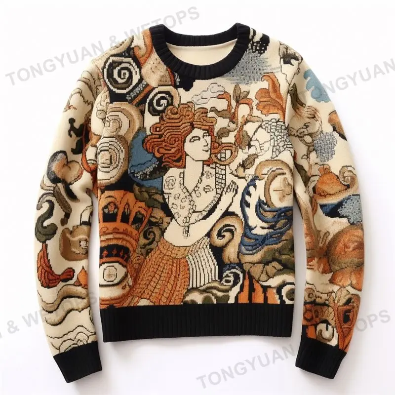 Newest Knitting Intarsia And Sweaters Knitted Women Pullover Knit Womens Jacquard Sweater