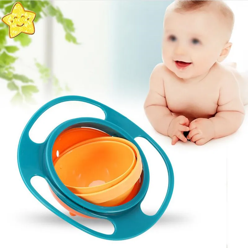 Baby Feeding Learning Non-spill Gyro Dishes Bowl Assist Toddler Baby Food Dinnerware for Eating Training Feeding Supplies