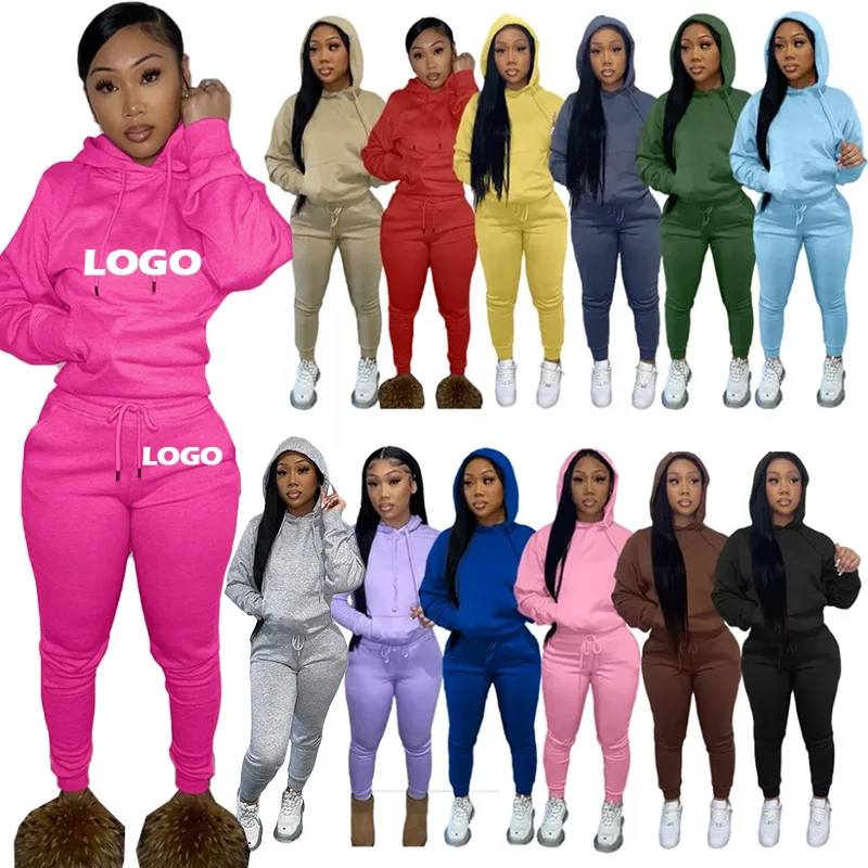 Осень-зима 2022, женский спортивный костюм с логотипом на заказ, комплект из двух предметов, джоггеры и штаны, пуловер, спортивный костюм, наряды, спортивные штаны и толстовка, комплект