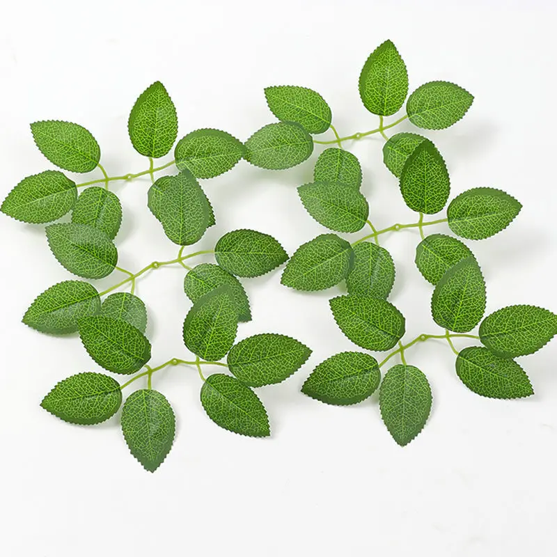 silk artificial flower green leaves  rose leaf for flower bouquet decoration