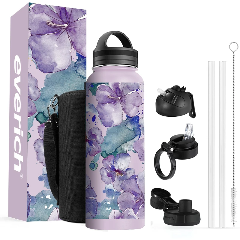 Modern Design 18oz BPA Free 18 8 Stainless Steel Water Bottle Insulated Drinking Bottles Metal With Finger Ring