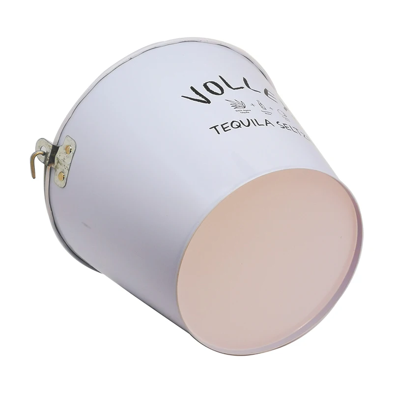 Outdoor Round Metal Beverage Tubs 5L Stainless Steel Galvanized Ice  Buckets with Handle for Beer and Drinks