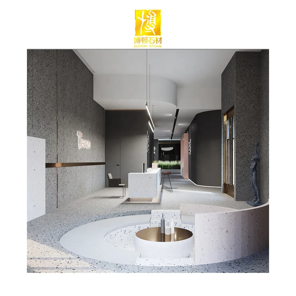 Terrazzo Factory 60x60 Ceramic Floor Wall Panel Blue Concrete Terrazzo Flooring Tiles